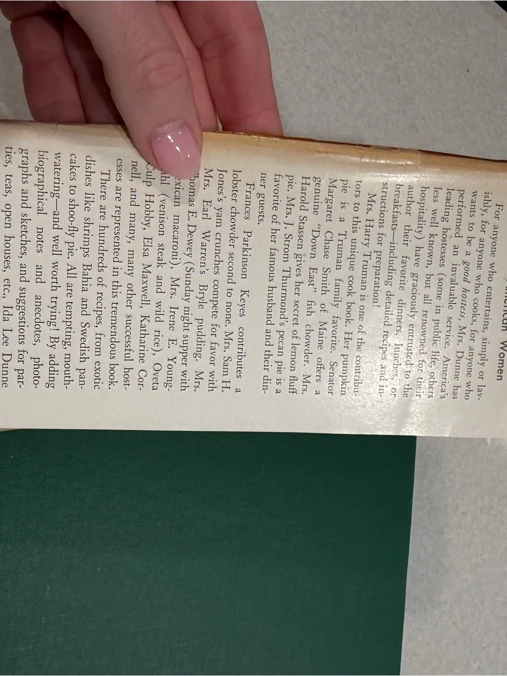 The American Hostess Cook Book - Green & Cream Hardcover Spine 1941